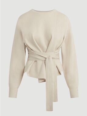 Modern Citizen Nara Tie Front Sweater – Oatmeal – Size XL – Like New